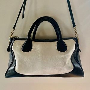 HOT !!  2 Toned J.Crew Leather Bag blk/wht Cross body hand bag